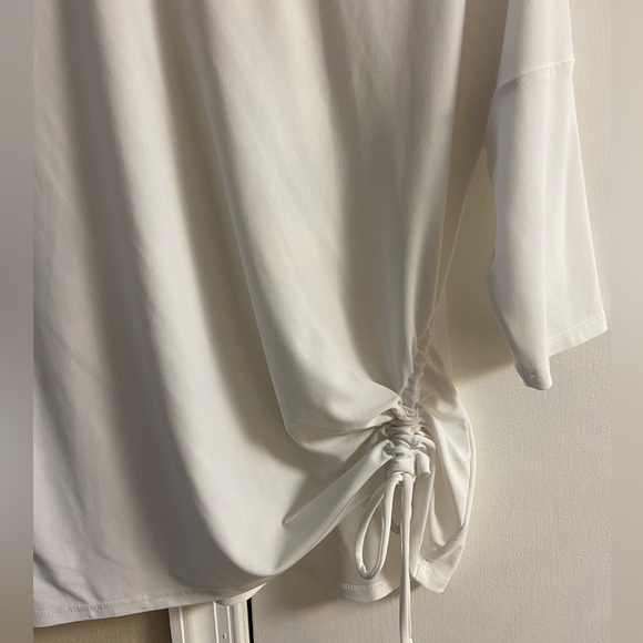 Joseph Ribkoff white pop over blouse cinch waist elbow sleeve Sz 6 - Picture 4 of 7